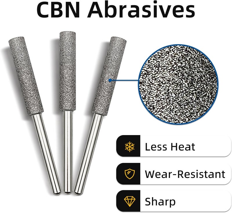 UF-SHARP CBN Chainsaw Sharpener Bits, 5/32 Inch, 3-Pack, for Carbide & Steel Chain Saws (5/32 inch) - Image 2